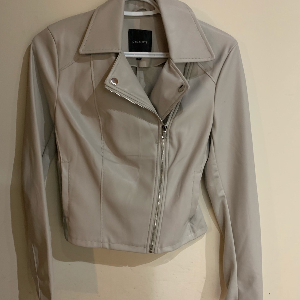 Dynamite vegan leather biker jacket, cream colour NWOT